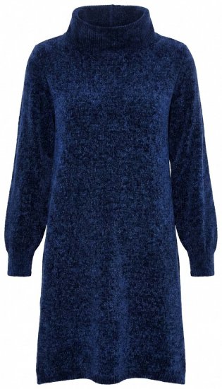 Ulla Popken 854602 Langärmliges Strickkleid mit Rollkragen Dunkelblau - Kleider - Kleider für alle Größen