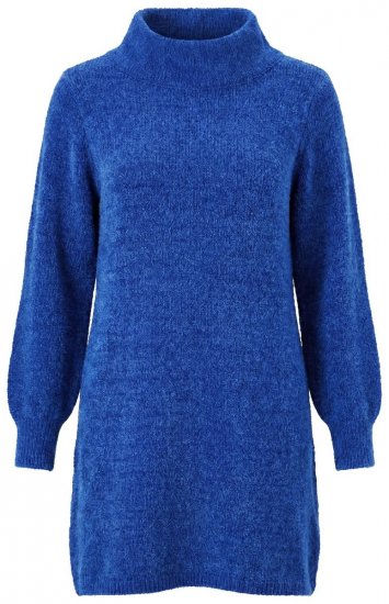 Ulla Popken 854602 Langärmliges Strickkleid mit Rollkragen Blau - Kleider - Kleider für alle Größen