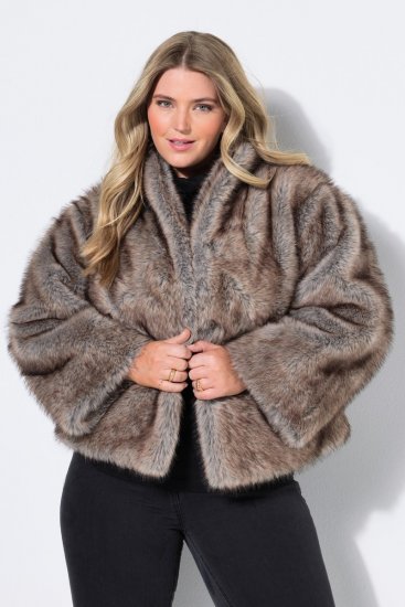 Ulla Popken 854617 Kunstfelljacke Beige - Jacken - Damenjacken in großen Größen