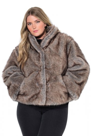 Ulla Popken 854617 Kunstfelljacke Beige - Jacken - Damenjacken in großen Größen
