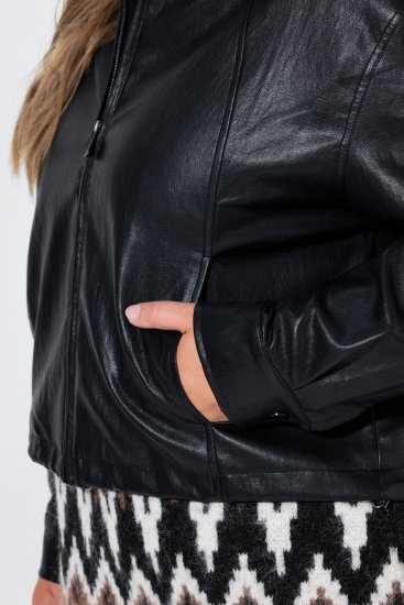 Ulla Popken 854795 Bikerjacke in Lederoptik Schwarz - Jacken - Damenjacken in großen Größen