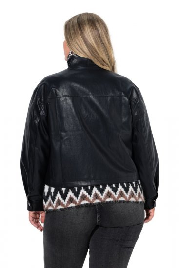 Ulla Popken 854795 Bikerjacke in Lederoptik Schwarz - Jacken - Damenjacken in großen Größen