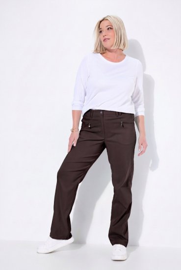 Ulla Popken 854987 Warme Stretchhose mit Komfortbund Mahagonibraun - Stoffhosen - Weite Stoffhosen für Damen in großen Größen