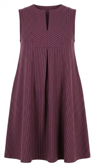 Ulla Popken 854988 Gestreiftes Kleid Weinrot - Midikleider - Midikleider für Damen in großen Größen