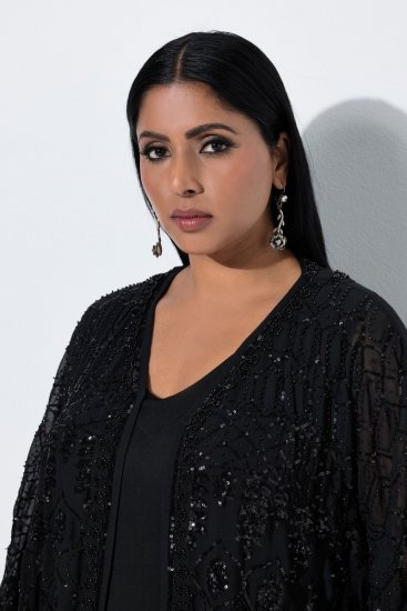 Ulla Popken 855134 Paillettenjacke Schwarz - Jacken - Damenjacken in großen Größen