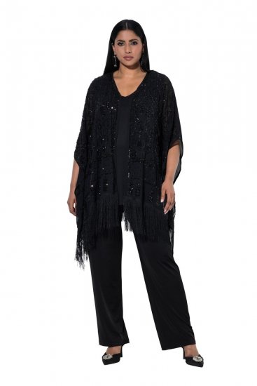 Ulla Popken 855134 Paillettenjacke Schwarz - Jacken - Damenjacken in großen Größen