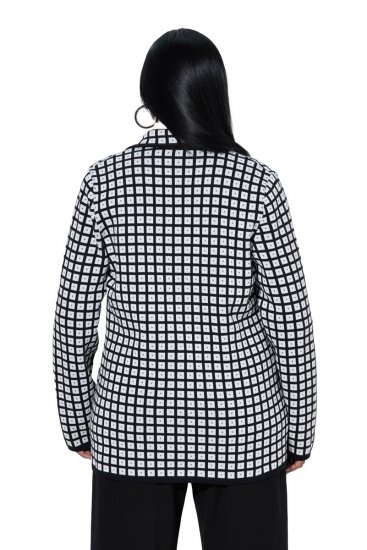 Ulla Popken 855173 Karierter Strickblazer Wollweiß - Blazer - Blazer in großen Größen für Damen