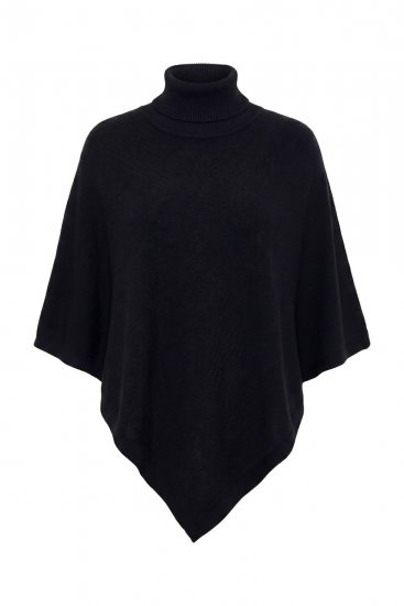 Ulla Popken 855277 Strickponcho mit Zipfelsaum und U-Boot-Ausschnitt Schwarz - Ponchos & Capes - 