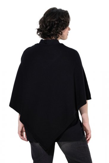Ulla Popken 855277 Strickponcho mit Zipfelsaum und U-Boot-Ausschnitt Schwarz - Ponchos & Capes - 