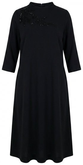 Ulla Popken 855373 Gemustertes Jerseykleid Schwarz - Jerseykleider - 