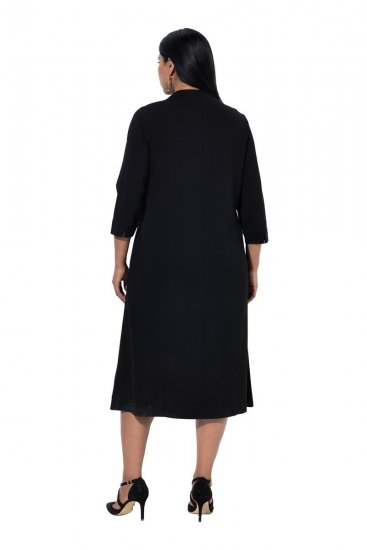 Ulla Popken 855373 Gemustertes Jerseykleid Schwarz - Jerseykleider - 