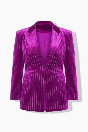 Ulla Popken 855499 Samtblazer mit Strasssteinen Magenta - Blazer - Blazer in großen Größen für Damen