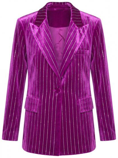 Ulla Popken 855499 Samtblazer mit Strasssteinen Magenta - Blazer - Blazer in großen Größen für Damen