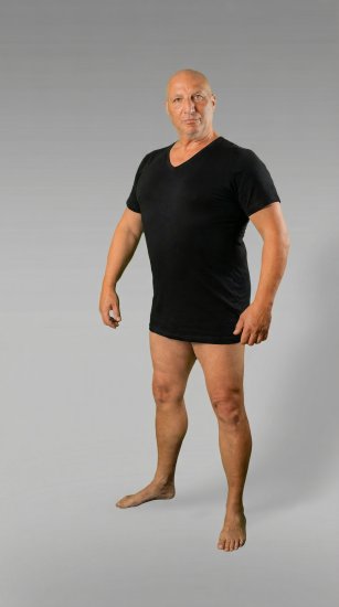 20 Nodi 9001 Short Sleeve V-Neck in Stretch Cotton Black - Unterhemden -
