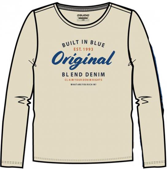 Blend T-Shirt 4933 Cloud Cream - Herren-T-Shirts in großen Größen - Herren-T-Shirts in großen Größen
