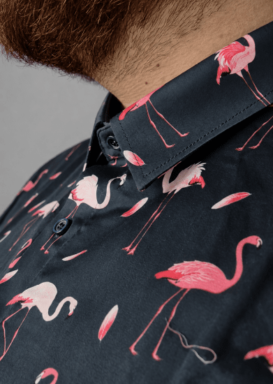 Kam Jeans 6068 Flamingo Short Sleeve Shirt Navy - Herrenhemden - Herrenhemden in großen Größen