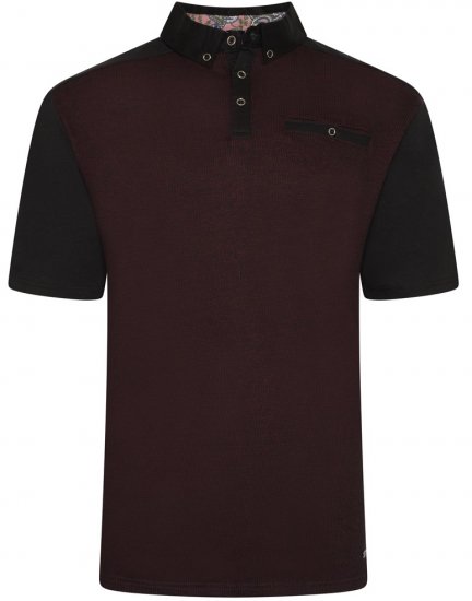 Kam Jeans 5490 Jersey Weave Contrast Polo Black - Polo-shirts für herren - Polo-Shirts für Herren in großen Größen