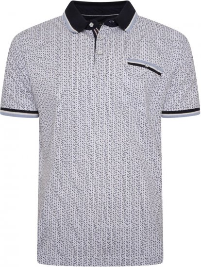 Kam Jeans 5487 Dobby Print Pique Polo White - Polo-shirts für herren - Polo-Shirts für Herren in großen Größen