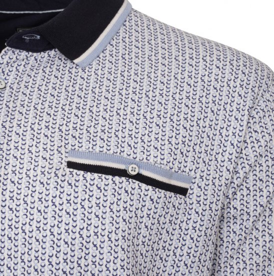Kam Jeans 5487 Dobby Print Pique Polo White - Polo-shirts für herren - Polo-Shirts für Herren in großen Größen