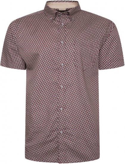 Kam Jeans 6280 All Over Geo Print Shirt Burgundy - Herrenhemden - Herrenhemden in großen Größen