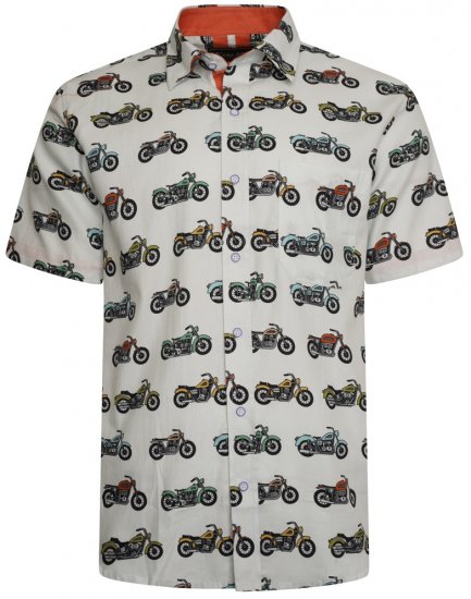 Kam Jeans 6043 Motorbike Digital Print Short Sleeve Shirt Multi-Colored - Herrenhemden in großen Größen - Herrenhemden in großen Größen