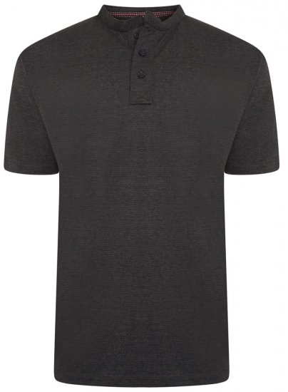 Kam Jeans 5744 Textured Jersey Grandad Top Charcoal - Herren-T-shirts - Herren-T-Shirts in großen Größen