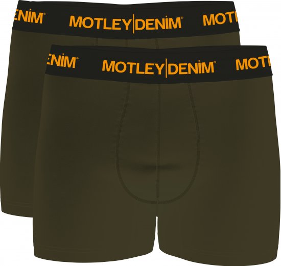 Motley Denim Amsterdam Boxershorts Dark Khaki 2-pack - Herrenunterwäsche & Bademode in großen Größen - Herrenunterwäsche & Bademode in großen Größen