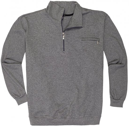 Adamo Athen Sweatshirt Half Zipper Grey - Herren-Sweater und -Hoodies in großen Größen - Herren-Sweater und -Hoodies in großen Größen