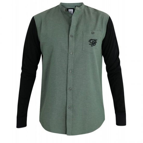D555 Atkins Grandad Shirt with Jersey Sleeves - Herrenhemden - Herrenhemden in großen Größen