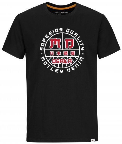 Motley Denim Bradford T-shirt Red on Black - Herren-T-shirts - Herren-T-Shirts in großen Größen