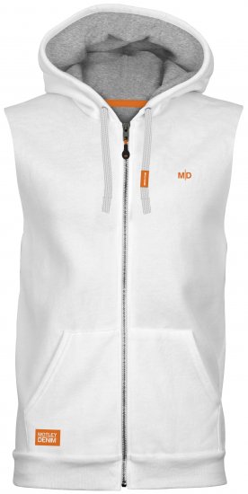 Motley Denim Brussels Sleeveless Hoodie White - Herren-Sweater und -Hoodies in großen Größen - Herren-Sweater und -Hoodies in großen Größen