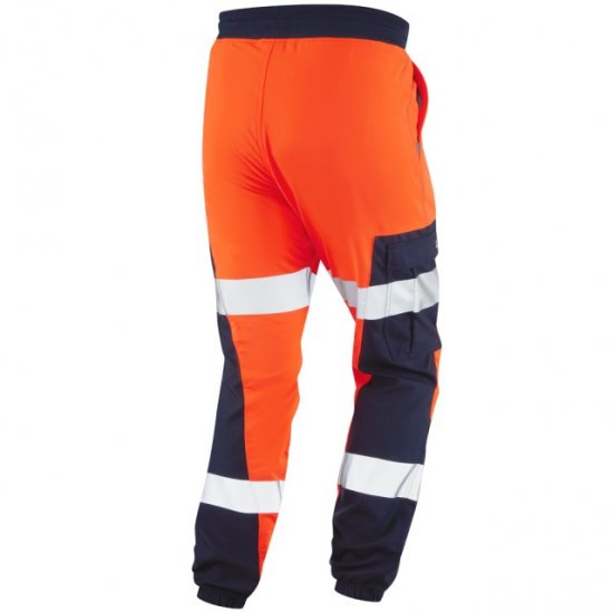Leo Hawkcombe Ecoviz High Performance Ballistic Stretch Trousers Hi-Vis Orange/Navy - Herren arbeitskleidung - Herren Arbeitskleidung Große Größen