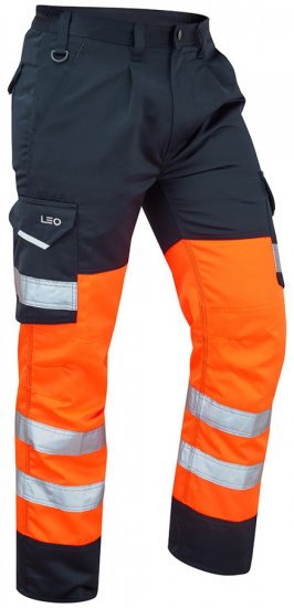 Leo Bideford Cargo Pants Hi-Vis Orange/Navy - Herren arbeitskleidung - Herren Arbeitskleidung Große Größen