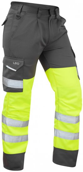 Leo Bideford Cargo Pants Hi-Vis Yellow/Grey - Herren Arbeitskleidung Große Größen - Herren Arbeitskleidung Große Größen