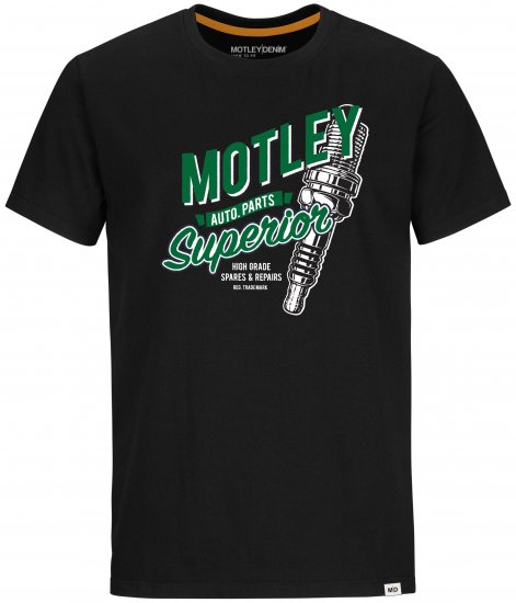 Motley Denim Derry T-shirt Green on Black - Herren-T-Shirts in großen Größen - Herren-T-Shirts in großen Größen