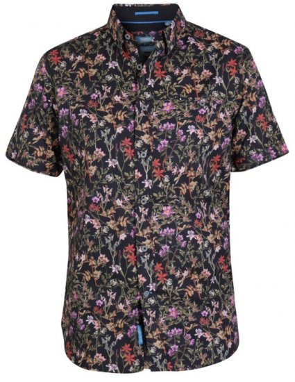 D555 Emmet Floral Shirt Black - Herrenhemden - Herrenhemden in großen Größen