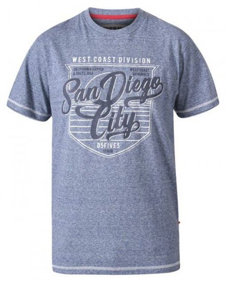 D555 Epson San Diego Crew Neck T-Shirt Blue Marl - Herren-T-shirts - Herren-T-Shirts in großen Größen
