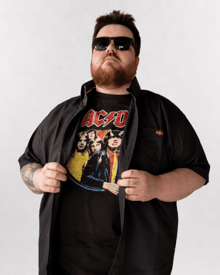 D555 Hugh Official ACDC Highway To Hell T-shirt mit Druck Schwarz - Herren-T-shirts - Herren-T-Shirts in großen Größen