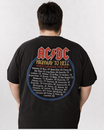 D555 Hugh Official ACDC Highway To Hell T-shirt mit Druck Schwarz - Herren-T-shirts - Herren-T-Shirts in großen Größen