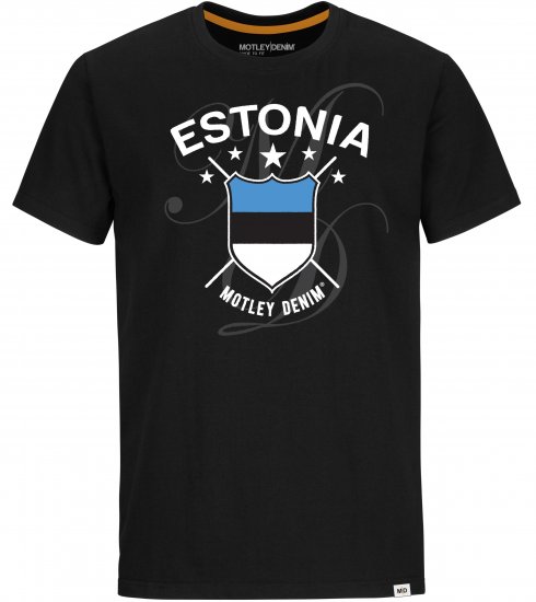 Motley Denim Estonia T-shirt Black - Herren-T-Shirts in großen Größen - Herren-T-Shirts in großen Größen