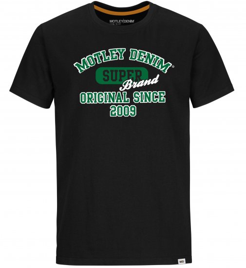 Motley Denim Exeter T-shirt Green on Black - Herren-T-Shirts in großen Größen - Herren-T-Shirts in großen Größen