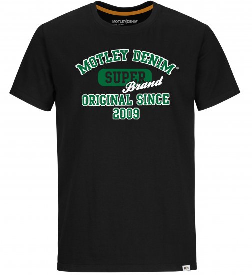 Motley Denim Exeter T-shirt Green on Black - Herren-T-shirts - Herren-T-Shirts in großen Größen