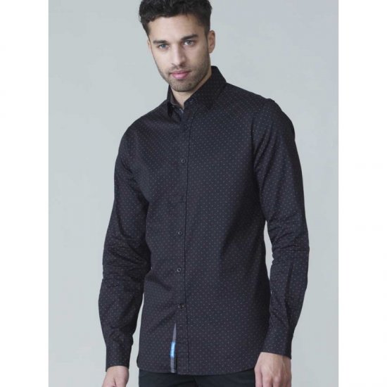 D555 Jahine Long Sleeve Printed Shirt Black - Herrenhemden - Herrenhemden in großen Größen