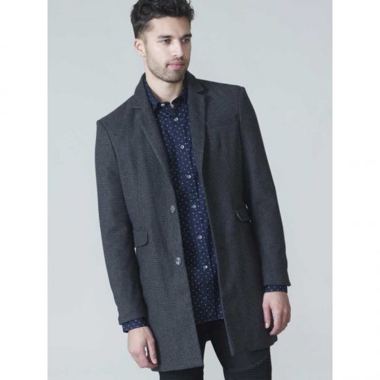 D555 Terry Checked Overcoat Charcoal - Herren jacken - Herren Jacken in großen Größen