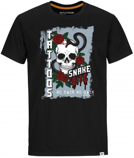 Motley Denim Franklin T-shirt Black - Herren-T-Shirts in großen Größen - Herren-T-Shirts in großen Größen