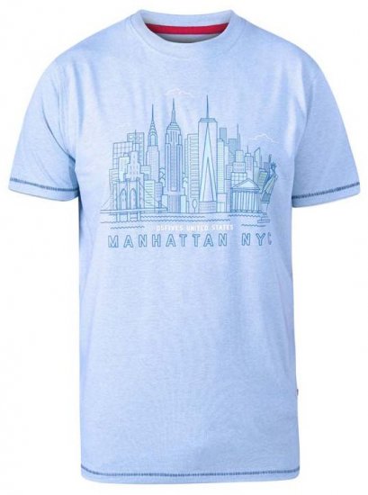 D555 Hemsworth Manhattan Sky Line Crew Neck Printed T-Shirt Blue - Herren-T-shirts - Herren-T-Shirts in großen Größen