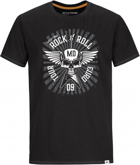Motley Denim HENLOW T-shirt Black - Herren-T-shirts - Herren-T-Shirts in großen Größen