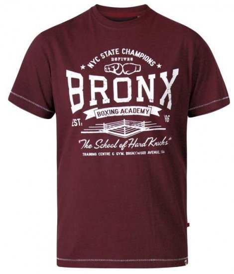 D555 Huddlestone Bronx Boxing Crew Neck Printed T-Shirt Red - Herren-T-shirts - Herren-T-Shirts in großen Größen