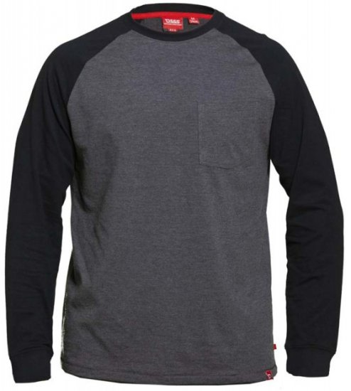 D555 Illinois Long Sleeve T-shirt Charcoal - Herren-T-shirts - Herren-T-Shirts in großen Größen