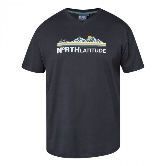 North Latitude Mountain T-Shirt V-Neck Schwarz - Herren-T-shirts - Herren-T-Shirts in großen Größen